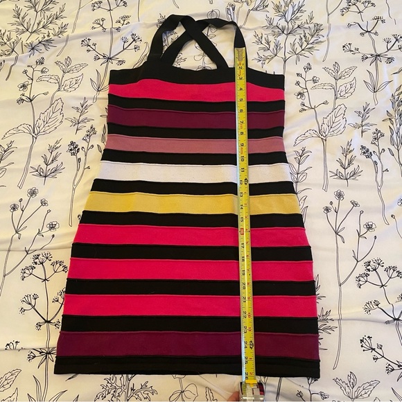 Body Central Striped Pink Black Knit Bodycon Dress - size L - Picture 4 of 5